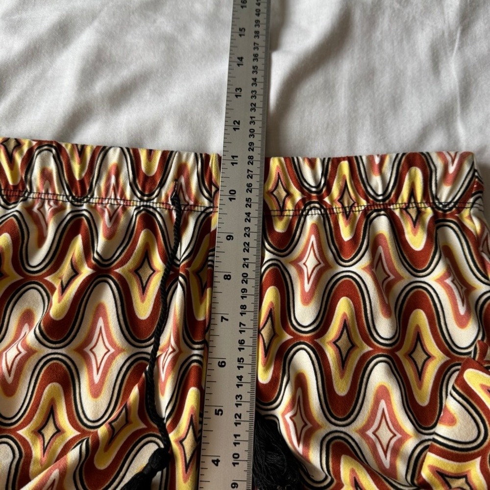 Forever 21 Retro Geometric Print Flare Leg Tassel Tie Waist Pants Multicolor S - Picture 10 of 14